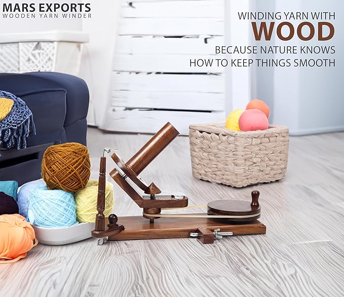 Mars Exports - Wooden Yarn Winder for Knitting and Crocheting, Wooden Yarn Swift Hand Operated Large Yarn Ball Winder, Heavy Duty Yarn Winder (ONLY Winder Rosewood)