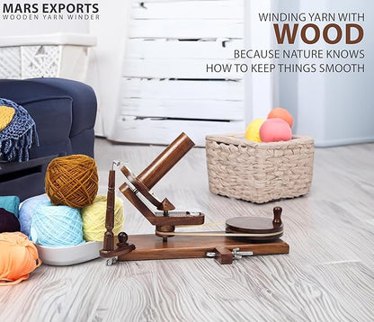 Mars Exports - Wooden Yarn Winder for Knitting and Crocheting, Wooden Yarn Swift Hand Operated Large Yarn Ball Winder, Heavy Duty Yarn Winder (ONLY Winder Rosewood)