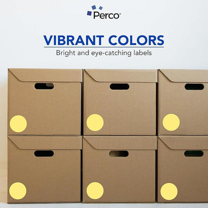 Perco Gold 3-Inch Round Circle Dot Sticker Labels with Permanent Adhesive for Wedding Invitations - 500 Labels per Roll - Vibrant Colors, Strong Adhesion - Made in USA