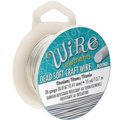 The Beadsmith Wire Elements Craft Wire – Tarnish Resistant, Soft Temper, Round, Titanium Color – 0.41mm, 26 Gauge, 15 Yard Spool – Jewelry Making, Wire Wrapping, Floral, & Other DIY Crafts