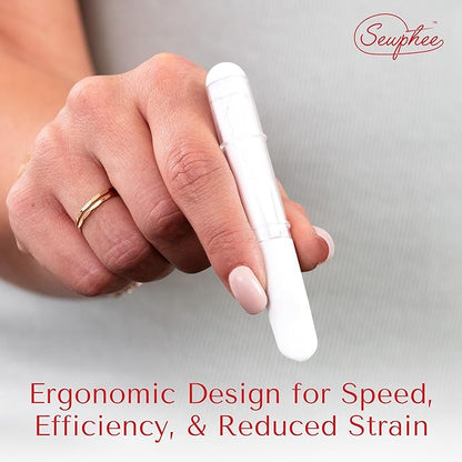 Fabric Markers for Sewing – Ergonomic Tailors Chalk Pen with Improved Dosing Wheel for Sharp Lines - Washable Sewing Chalk Marking Pens that are Compatible with Most Fabrics - White 1 Pack