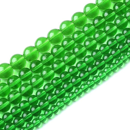 32pcs 12mm Smooth Green Crystal Glass Quartz Beads Round Loose Beads for Jewelry Making DIY Bracelet Necklace 15" Energy Healing Power Stone Beads(12mm, Green Crystal Glass)
