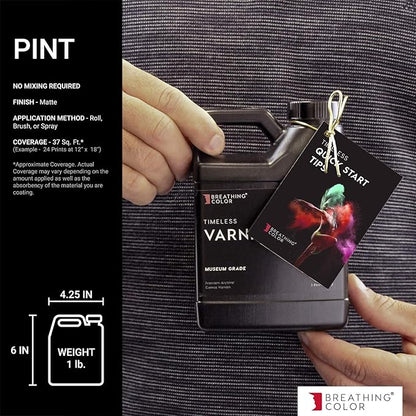 Breathing Color Timeless Archival Print Varnish - 1 Pint, Matte Finish, Premium Canvas Coating, Water Based UV Protection, No Glare Finish, 100+ Years Certified Archival