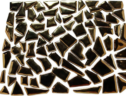 Ceramic Mosaic Tiles for Crafts & Art Projects 200 Grams Vibrant Colors Pieces Fit Together Like a Puzzle Endless Creative Ideas for Mosaic Art DIY Hobbies Small Sizes (Metallic Gold)