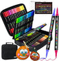 IVSUN Acrylic Paint Pens, 60 Colors Dual Tip Paint Markers with Fine Tip and Brush Tip for Stone, Wood, Canvas, Calligraphy, Ceramic, Metal, Glass, Rock Painting, DIY Crafts Art Supplies Kit