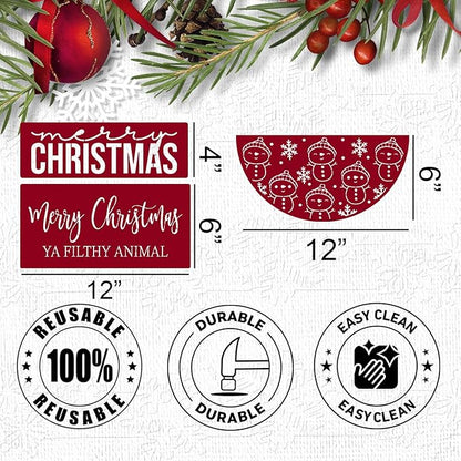 Christmas Stencils for Painting on Wood 12” Large Christmas Doormat Stencils Reusable Holiday Stencil for Crafts Door Mats Canvas Window Decor