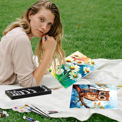 Cholemy 36 Pcs Paint and Sip Kit for Adults 8''x10'' Pre Drawn Canvas for Painting DIY Afro Acrylic Painting Kit Wood Easel Brushes Date Night Bulk for Christmas Party Gifts(Plants Animals)