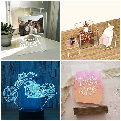 Clear Acrylic Sheet 8" x 10" Cast Plexiglass Panel 1/8" Thick (3mm) Transparent Plastic Board for Sign, Craft, Display Projects, Laser Cutting, Engraving, Pack of 2