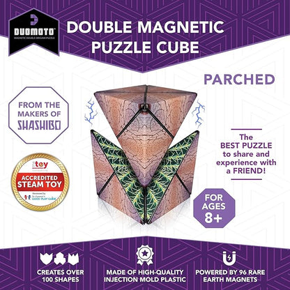 Duomoto Magnetic Transforming Cube - Shape Shifting Double Creativity Puzzle w/ 96 Rare Earth Magnets - Transforms Into Over 100 Shapes - by Fun in Motion Toys - Creators of Shashibo & Cubendi