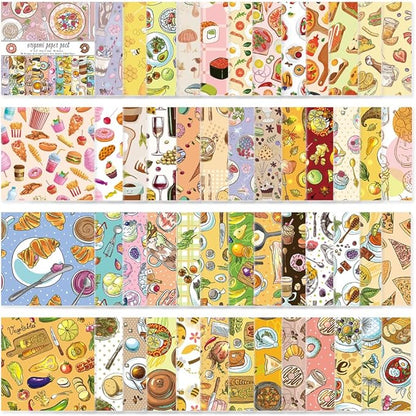 Origami Paper Kit 50 Sheets 70GSM 6 Inch Square Double Sided Color 50 Vivid Japanese Washi Chiyo Colors for Hand Crafts Origami Paper Arts Creativity.Dessert