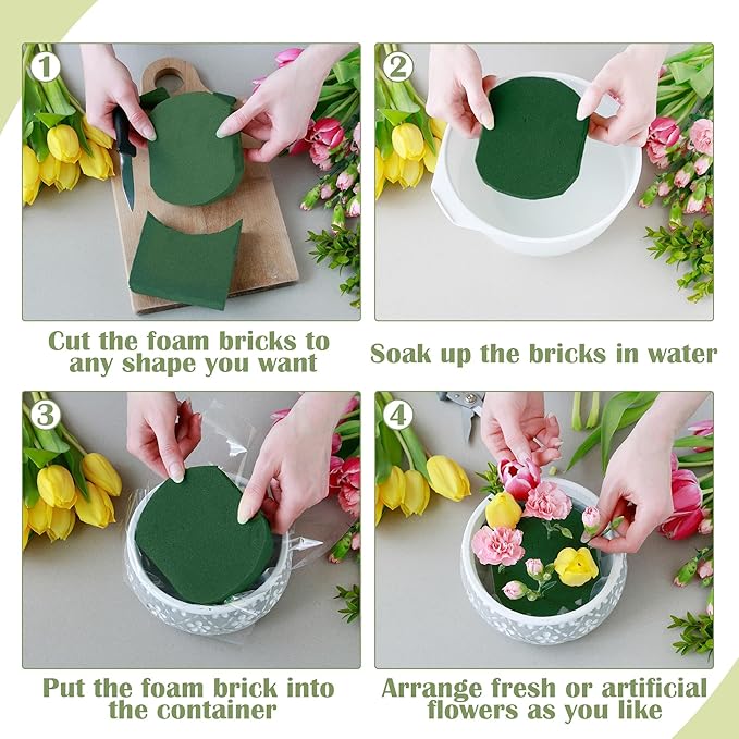 48 Packs Floral Foam Blocks Wet & Dry Floral Foam Bricks 5.5x3.1x1.8 Inch Flower Arranging Kit for Fresh and Artificial Flowers Florist Foam Blocks for Wedding Home Decor
