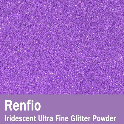 Renfio Iridescent Ultra Fine Glitter Powder Resin Supplies Glitters 1.94 Oz (55g) PET Flake Crafts Sequins 1/128" 0.008" 0.2mm Epoxy Chips Flakes for Tumblers Slime Painting Roses - Dream Purple