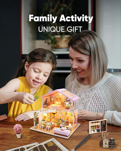 DIY Miniature House Kit, Mini House Kit for Beginners, Mayberry Street Miniatures, Model Building Craft Diorama Kit, Ideal Gifts for Birthday, Christmas(Sweet Time)