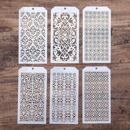 DIY Decorative Stencil Template for Scrapbooking Painting on Wall Furniture Crafts,Set of 6 (Damask)