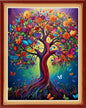 Foxdiviy Cross Stitch Kits - Colorful Tree 16x20 inch - 11CT Embroidery Patterns - Art Crafts DIY Needlework Starter Kits for Beginners Adults