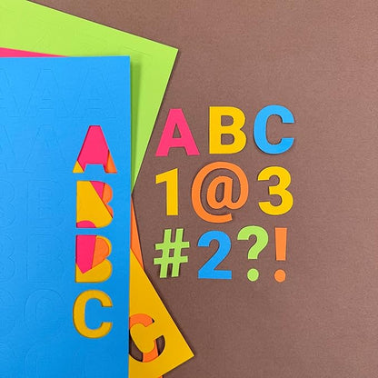 FreshCut Crafts 636 Pcs 1.5 in. Bright Bulletin Board Letters & Numbers, Capital Alphabet Letters, Numbers, Punctuation, US Made Card Stock Punch Outs for Posters, Bulletin Boards, Classroom