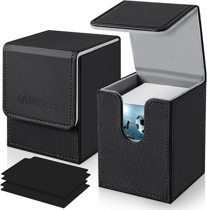 Mlikero 2 Pack Card Deck Box, Commander Deck Box Holds 200+ Single Sleeved Cards with 2 Dividers, Leather Magnetic Card Box Fit for MTG, TCG