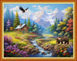Dooxvey Cross Stitch Kits for Adults, 16x20 inch Forest Landscape, 11CT Pre Printed Cotton Fabric, Embroidery Thread, Needles, Easy Instructions