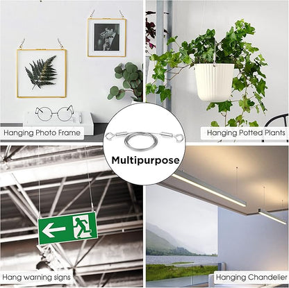 Adjustable Picture Hanging Wire Kit,Heavy Duty Hardware for Hanging Pictures,Paintings,Artwork and Mirrors on Walls,2 Kit,1m x1.5mm Stainless Steel Cables Hanging Rope,Hold Up to 66lbs