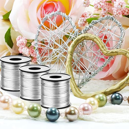 Gisafai 6 Roll 12 Gauge Aluminum Wire for Crafts 100 Feet 2 mm Metal Bendable Aluminum Wire for Jewelry Making, DIY Crafts, Wreath Making, Beading, Floral