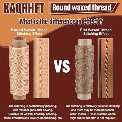 0.55 mm Round Waxed Thread, 14 Colors 76 Yards Spool Wax Coated String, Leather Sewing Waxed Thread for Sewing, Stitching, Beading, Bookbinding, Bracelet, Braiding
