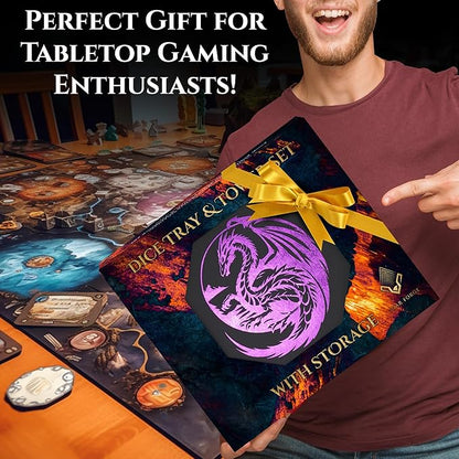 Soar Forge Dice Tray and Dice Tower for DND - All-in-One Tray, Storage & Large Tower for Random Rolls - Stores Dice for D&D, Mini's etc, Perfect RPG Gift Accessories (Purple Dragon)