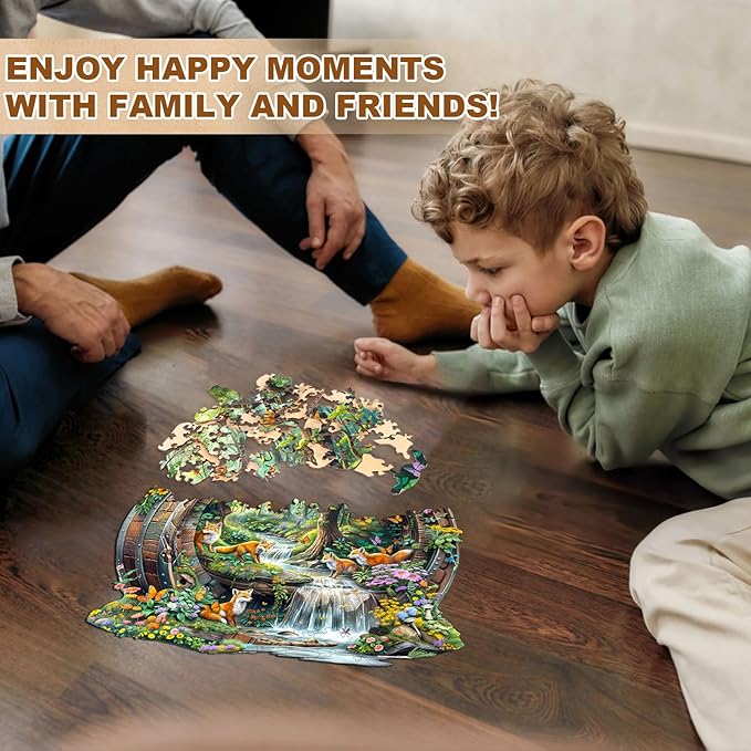 Wooden Puzzles for Adults, Fox Wooden Jigsaw Puzzle for Adults, 190 Piece Unique Animal Shape Wood Puzzles Adult, Birthday Party Gifts for Friends & Family Leisure Time Game Home Decor (M-11.4*11in)