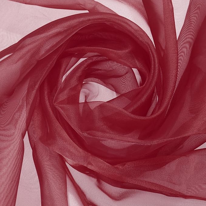 MECCANIXITY Iridescent Sheer Organza Fabric, 10 Yards x 59 Inches Solid Holographic Shiny Fabric Organza Cloth for Wedding, Curtains, Costume, Photo Background, Jujube Red