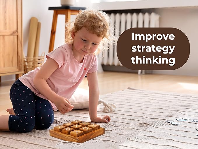 BSIRI Wooden XO Blocks (L) Tic Tac Toe Board Games - Ideal for Kids Games, Family Games and Game Night for Adults, Farmhouse Decor for Coffee Table Decor and Unique Gifts for All Occasion (5.5 Inch)