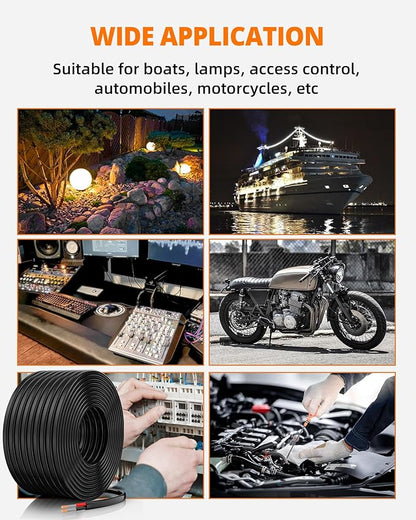 16 Gauge Wire, 16 AWG 2 Conductor Electrical Wire, Flexible/Oxygen-Free Tinned Copper/Stranded PVC 16/2 Cord for Automotive, Marine, LED Strips, Solar, RV, Lighting (50FT)