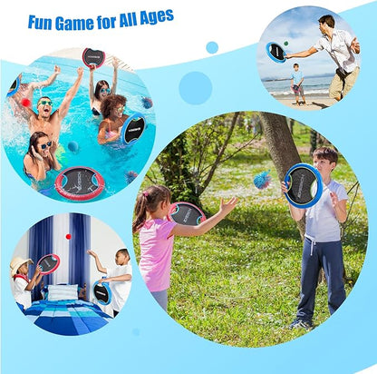 EVERICH TOY Trampoline Paddle Ball Set with 4 Bouncy Paddles & 8 Balls - Soft Foam Design for Kids Play Indoor Outdoor Beach Backyard Lawn - Great Gift Idea for Boys & Girls