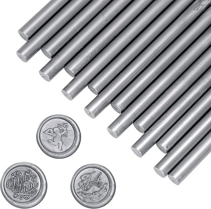 Yoption 15 Pieces Glue Gun Sealing Wax Sticks for Wax Seal Stamp, Great for Wedding Invitations, Cards, Envelopes (Silver)