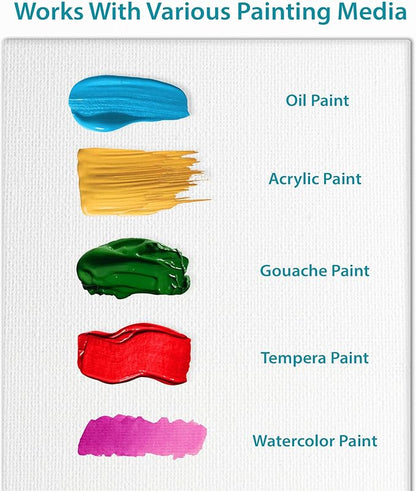 KEFF 12-Pack Bulk Canvas Boards - 11x14, Primed 100% Cotton for Acrylic, Oil, Watercolor, Tempera - Art Supplies for Adults & Kids