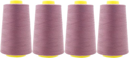 Mandala Crafts 4 Pack of Serger Threads Cones Spools - 40S/2 24000 Yards Polyester Mauve Threads for Sergers Machine and Overlock Quilting Sewing Machine