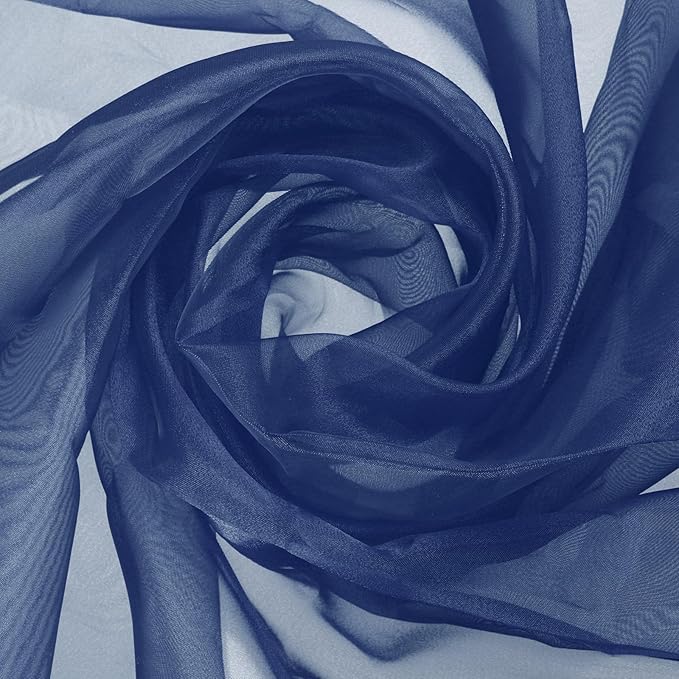 MECCANIXITY Iridescent Sheer Organza Fabric, 10 Yards x 59 Inches Solid Holographic Shiny Fabric Organza Cloth for Wedding, Curtains, Costume, Photo Background, Navy Blue
