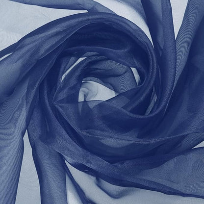 MECCANIXITY Iridescent Sheer Organza Fabric, 10 Yards x 59 Inches Solid Holographic Shiny Fabric Organza Cloth for Wedding, Curtains, Costume, Photo Background, Navy Blue