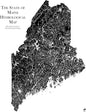 Muir Way Hydrological River Map of Maine - Watershed Topographic Wall Art for Home, Office, or Travel Decor - Unframed Flat Paper Print, 24x30