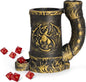 Mug Dice Tower - Dice Rolling Tower,(7PCS D20 Dice Set Included) for DND Gift and Dungeons and Dragon, Tabletop Games, Drink Holder, Tavern Style Board Game Roller (Gold)