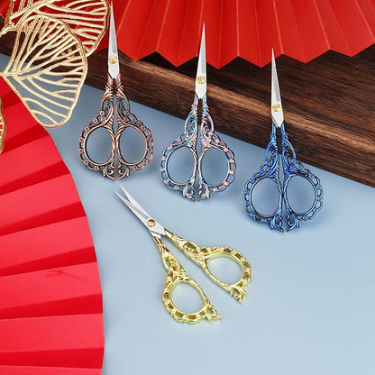4.7 INCH Mini Stainless Steel Embroidery Scissors, Sharp Pointed Tip, Travel Scissors With Cover, Gold