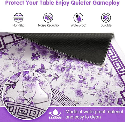 Mahjong Mat for Table 33x33 Inch, No-Crease, Anti-Slip, Noise-Reducing American Mahjong Mat, Mahjong Table Mat with Carry Bag,Neoprene Mahjong Mat for Poker, Card, Board(Purple)
