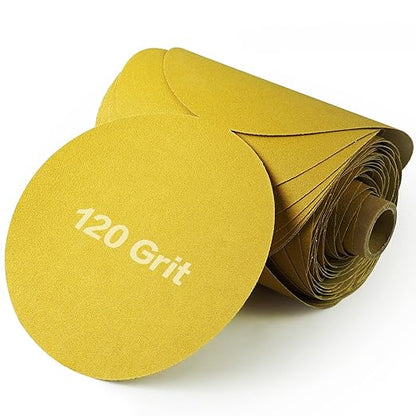 PSA Sanding Discs 6 Inch Adhesive Backed Sandpaper 100 Pack 120 Grit Self Adhesive Sanding Discs for DA Sander Self Stick for Wood, Auto Body Repair, Paint, Metal, and Plastic