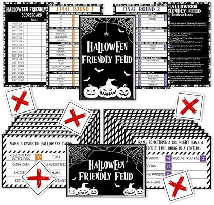 Halloween Games for Adults Friends, Halloween Family Friends Feud Trivia Games, Group Party Matching Activities, Fall Festival Board Card Activities, 01