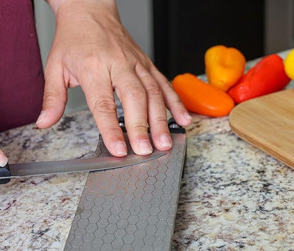 Heavy Duty Diamond Sharpening Stone Set, 2-Sided Fine 1000 Grit/Coarse 400 Grit Sharpening Plate, Fast & Efficient Knife Sharpener for Razor Sharp Knives and Chisels from Schaaf Tools