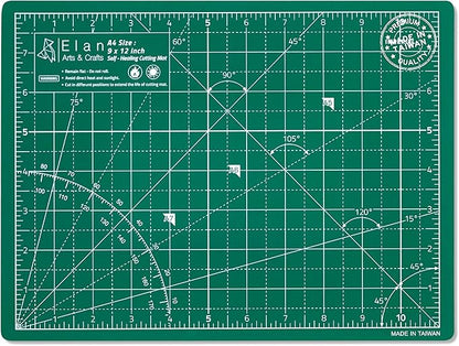 Elan Cutting Mat A4 Green, Self Healing Cutting Mat 9x12 Inch, 5-Ply Craft Board Green, Hobby Board for Crafts 9x12 Inch