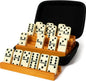 Queensell Dominos Set for Adults with 4 Domino Racks - Double 6 Dominoes Set with Domino Holder, Classic Board Games for Kids and Adults - Double Six Standard Dominos Set 28 Tiles with Travel Case