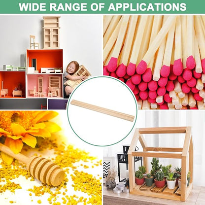 10-Pack Wood Square Dowel Rods, 13/64 x 12 Inch Unfinished Wooden Square Dowel Rod, Hardwood Square Dowel Sticks for Crafts/DIY Projects/Models Making [Wood Color]