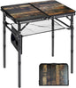 RedSwing Small Folding Table with Side Pocket Adjustable Height, Lightweight and Portable Aluminum Frame Camping Table for Outdoor Indoor Picnic, 2 Feet, Brown Wide Wood Grain