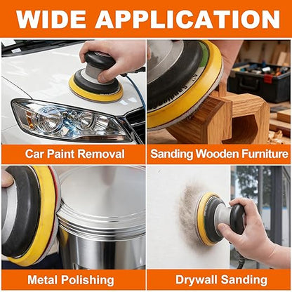 24 PCS 5 Inch Sanding Sponge Discs with Hook and Loop Backing - Multiple Grits 180 to 2000 for Random Orbital Sander Wood,Metal,Auto & Plastic Polishing - Dry and Wet Use Sponge Sandpaper