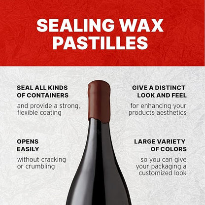Blended Waxes, Inc. Bottle Sealing Wax, Pastille Wax Seal Beads For Wine, Beer, and Liquor Bottle Sealing, Seals Between 25-30 Bottles, 1 lb, Burgundy