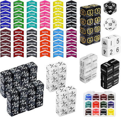 122PCS MTG Abilities Keyword Tokens Dice Counters Set for Magic The Gatering, MTG Buff Tokens Plus 1 Life Counters Dice, Compatible with CCG Creature Stats TCG Magic Card Gaming Accessories